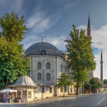 Istambul, Turkey – 07.12.2019. Hagia Sophia museum in Sultan Ahmed Park, Istanbul, Turkey, on a summer day