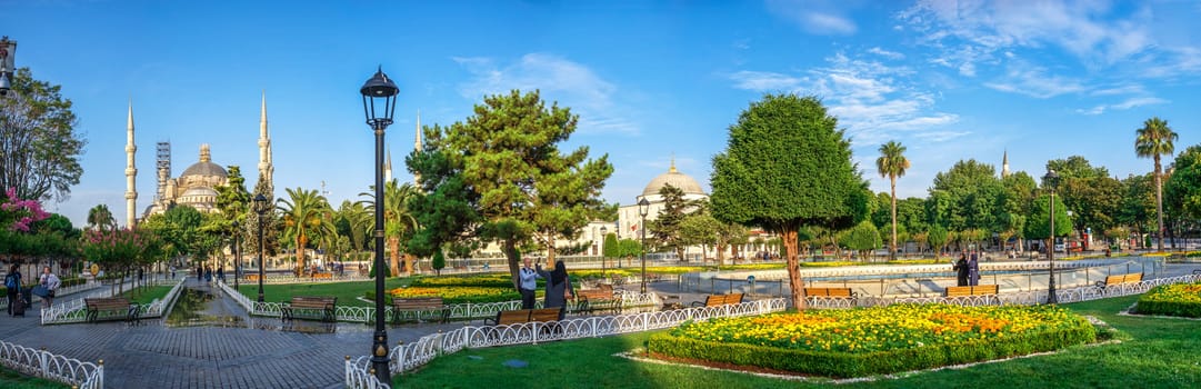 Istambul, Turkey – 07.13.2019. The Sultan Ahmad Maydan  on a  summer morning, Istanbul, Turkey