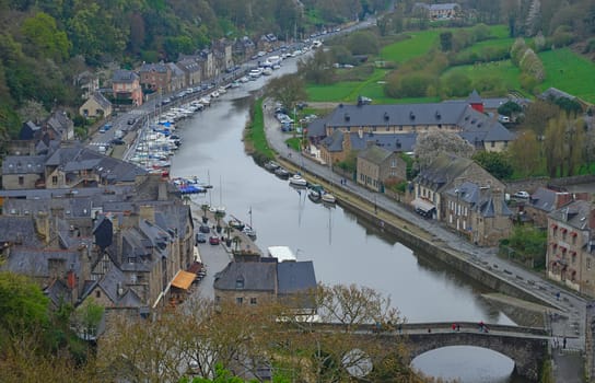 Scenic view from fortress on city of Dinan, France