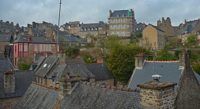 Scenic view from fortress on city of Dinan, France