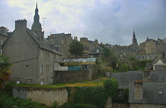 Scenic view from fortress on city of Dinan, France