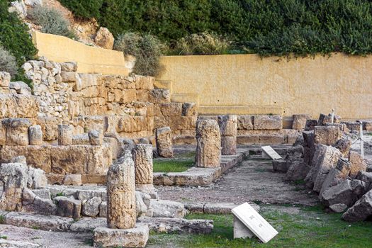 The ancient temple of Hera on the gulf beside the Heraion cape near Perachora village in Greece.