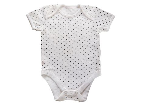 Baby polka dot onesie isolated on white background