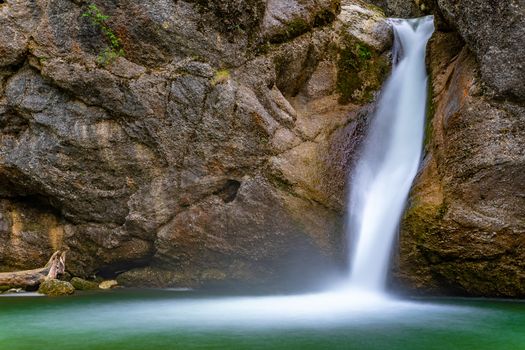 The beautiful Buchenegger waterfall near Steibis, Oberstaufen in the Allgaeu.