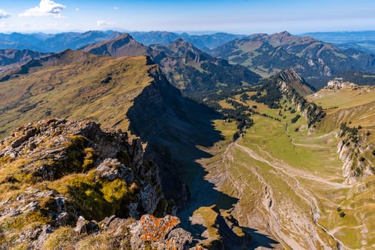 Fantastic panoramic view from the High Ifen in the Allgau Alps in the Kleinwalsertal