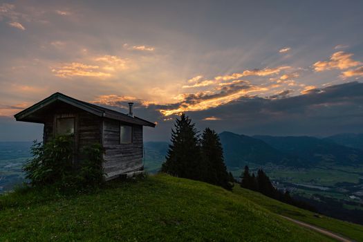 Sunrise at the summit near Immenstadt in the Allgau