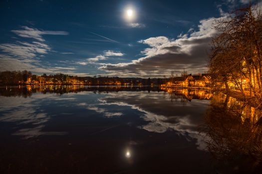 A beautiful super full moon night in Bad Waldsee, a little town near Ravensburg, Oberschwaben.