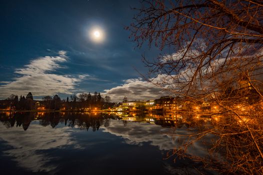 A beautiful super full moon night in Bad Waldsee, a little town near Ravensburg, Oberschwaben.