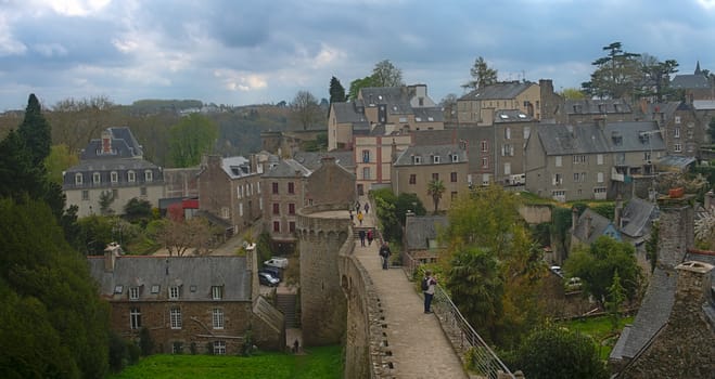 Scenic view from fortress on city of Dinan, France