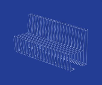 3D wire-frame model of modern bench