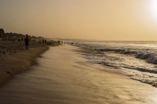 Beautiful long sandy beach in The Gambia, Bijilo near Serrekunda