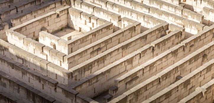 Labyrinth made of stone: conceptual for question, freedom and journey