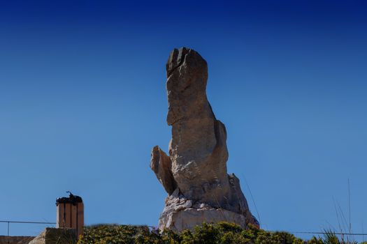 Monument to the engineer Antonio Parietti Coll at the beautiful viewpoint El Mirador es Colomer on Mallorca, Spain.