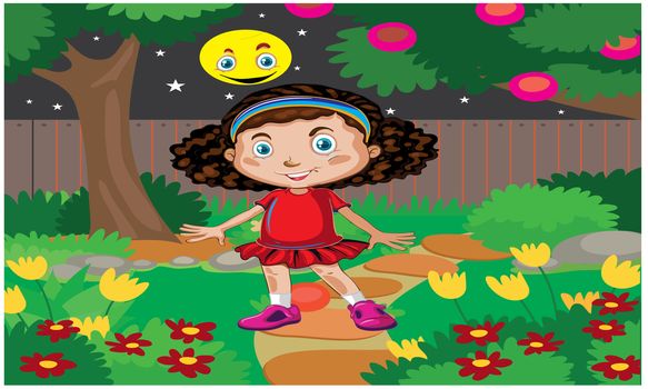 girls is in garden for plantation and nature