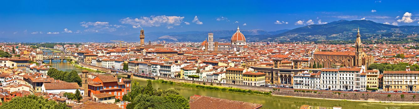 City of Florence aerial historic center panoramic view, Tuscany region of Italy