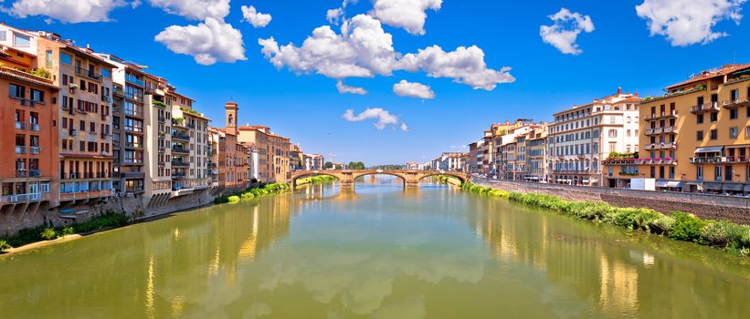 Ponte Vecchio bridge and Florence waterfront panoramic view, Tuscany region of Italy