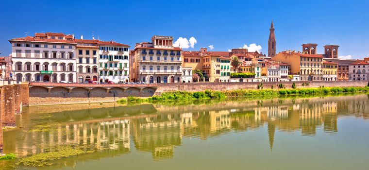 Arno river waterfront of Florence panoramic view, Tuscany region of Italy