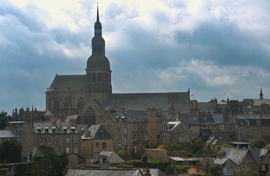 Scenic view from fortress on city of Dinan, France