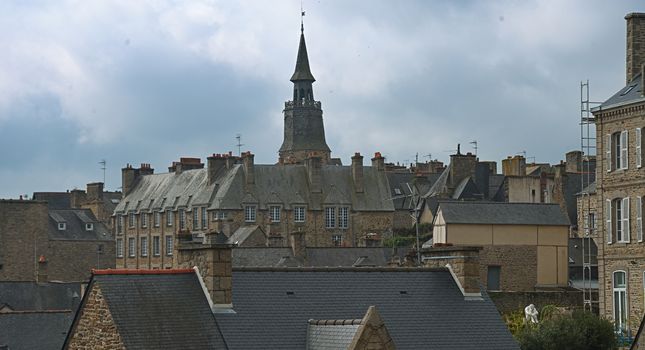 Scenic view from fortress on city of Dinan, France