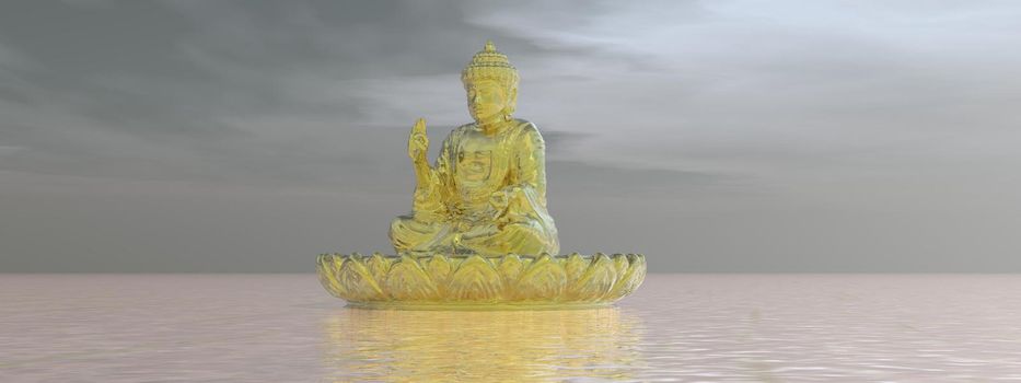 very beautiful zen and buddha landscape and sky - 3d rendering