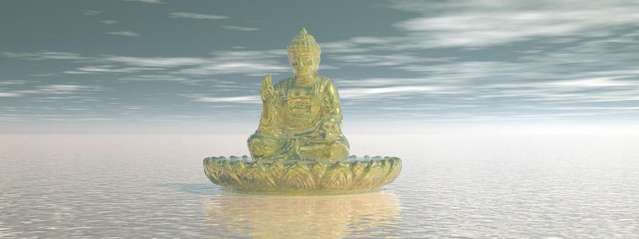 very beautiful zen and buddha landscape and sky - 3d rendering