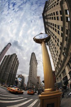 New York, USA - October 12, 2012: Flat Iron building facade, Considered to be one of the first skyscrapers ever built in New York on October 12, 2012. 