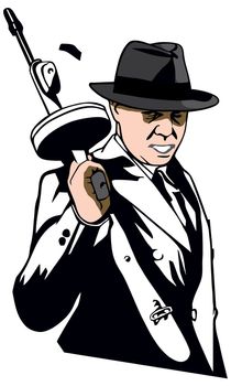 A man carrying a gun in a game in black