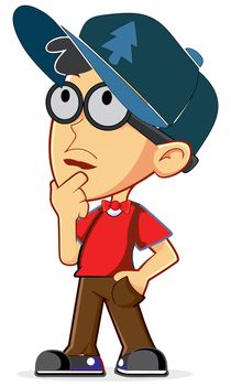 a boy thinking to innovate some new technology and adventure