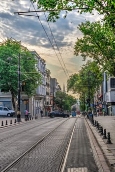 Istambul, Turkey – 07.13.2019. Streets of the historical center of Istanbul on a cloudy summer morning