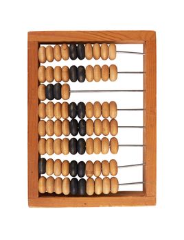 antique wooden abacus isolated on white background