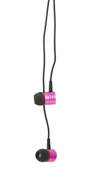 Modern portable audio earphones isolated on a white background