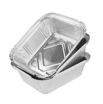 Foil tray for food on a white background