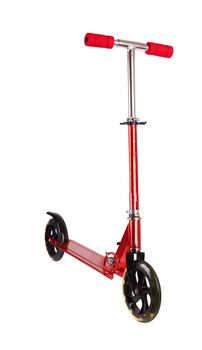 Red metal scooter isolated on white background