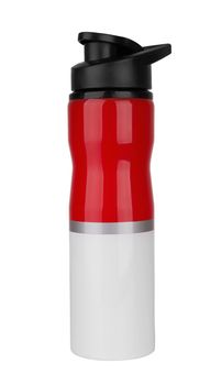 A red water bottle for sportsmans,  isolated on white