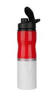 red water bottle for sportsman, isolated on white