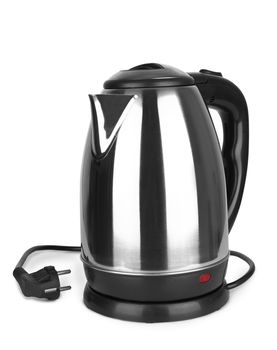 stainless electric kettle isolated on white background