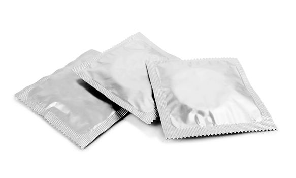 Condoms isolated on a white background