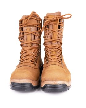 Pair of army boots isolated on a white background