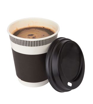 Opened take-out coffee isolated on a white background
