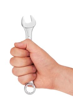 spanner in hand isolated on a white background