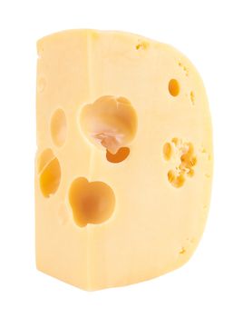 piece of cheese isolated on a white background