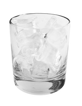 Glass with ice cubes isolated on white background