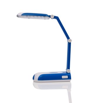 Blue desk lamp isolated on white background