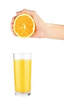 orange juice and orange isolated on white 