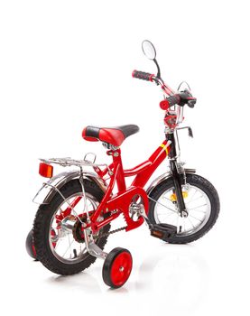 red bicycle for children isolated on white background 