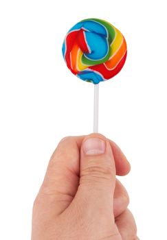 lollipop candy in hand isolated on white