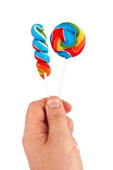 lollipop candy in hand isolated on white