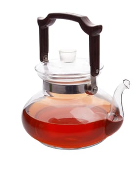 Teapot with tea isolated on a white