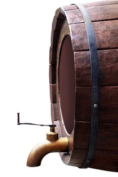 Old wooden barrel isolated on a white background 