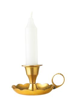 Old-fashioned baroque elegant candle isolated on white background 